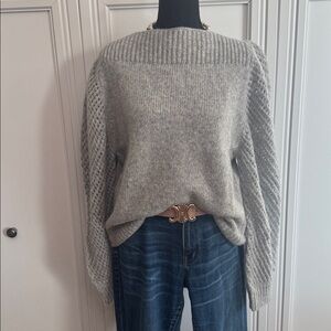 LoveShackFancy Gray Wool Alpaca Knit Pullover‎ Rosie